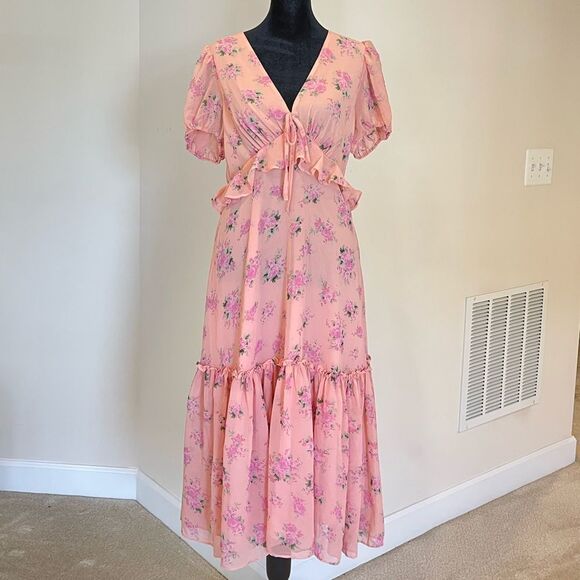 Loveshackfancy target collaboration size 8 pink floral midi dress BRAND NEW - Picture 1 of 4